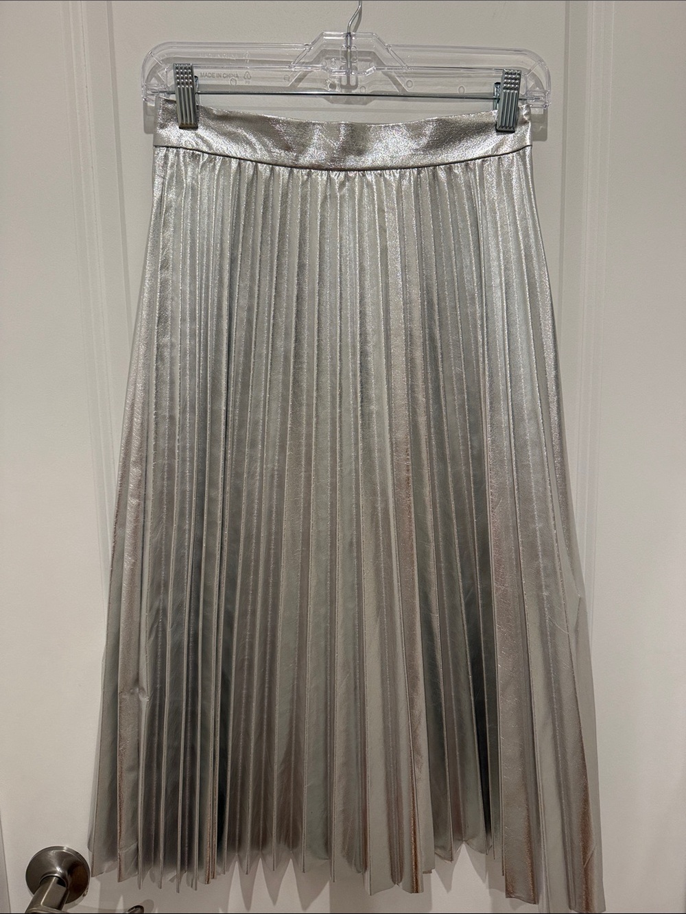 Zara Silver Pleated Midi Skirt